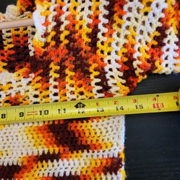 Vintage 1970s Girl Orange Crochet Crop Sweater Boho Bohemian 70s Handmade - Picture 6 of 9